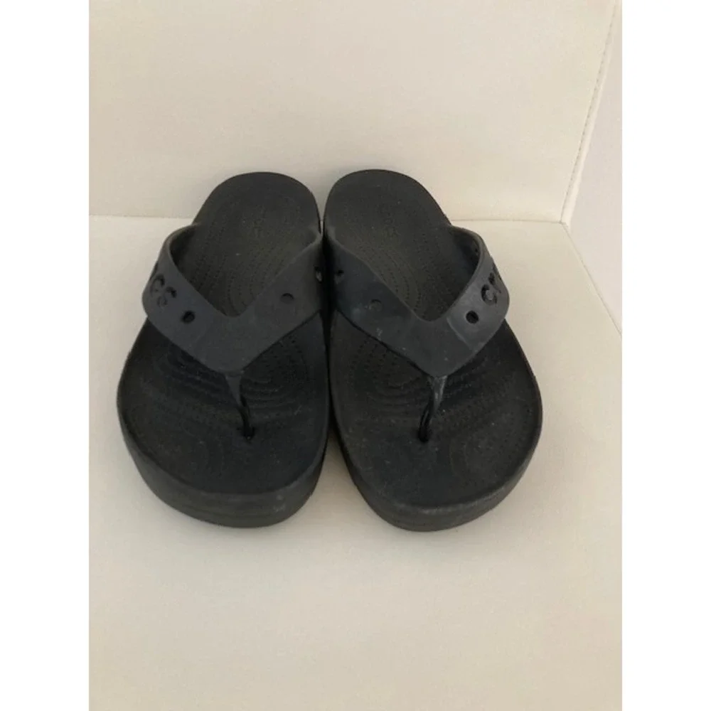Crocs Women's Platform Flip Flops 10 Black Thick Chunky Sole